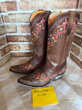 Old Gringo Brown Leather Embroidered Western Boots”Alameda”
